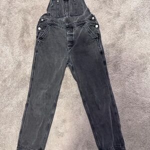 Free People Charcoal Denim Overalls